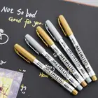 2 шт.лот самодельные металлические водонепроницаемые перманентные маркеры для краски золотые и серебряные для рисования студенты принадлежности маркерная ручка для ручной работы