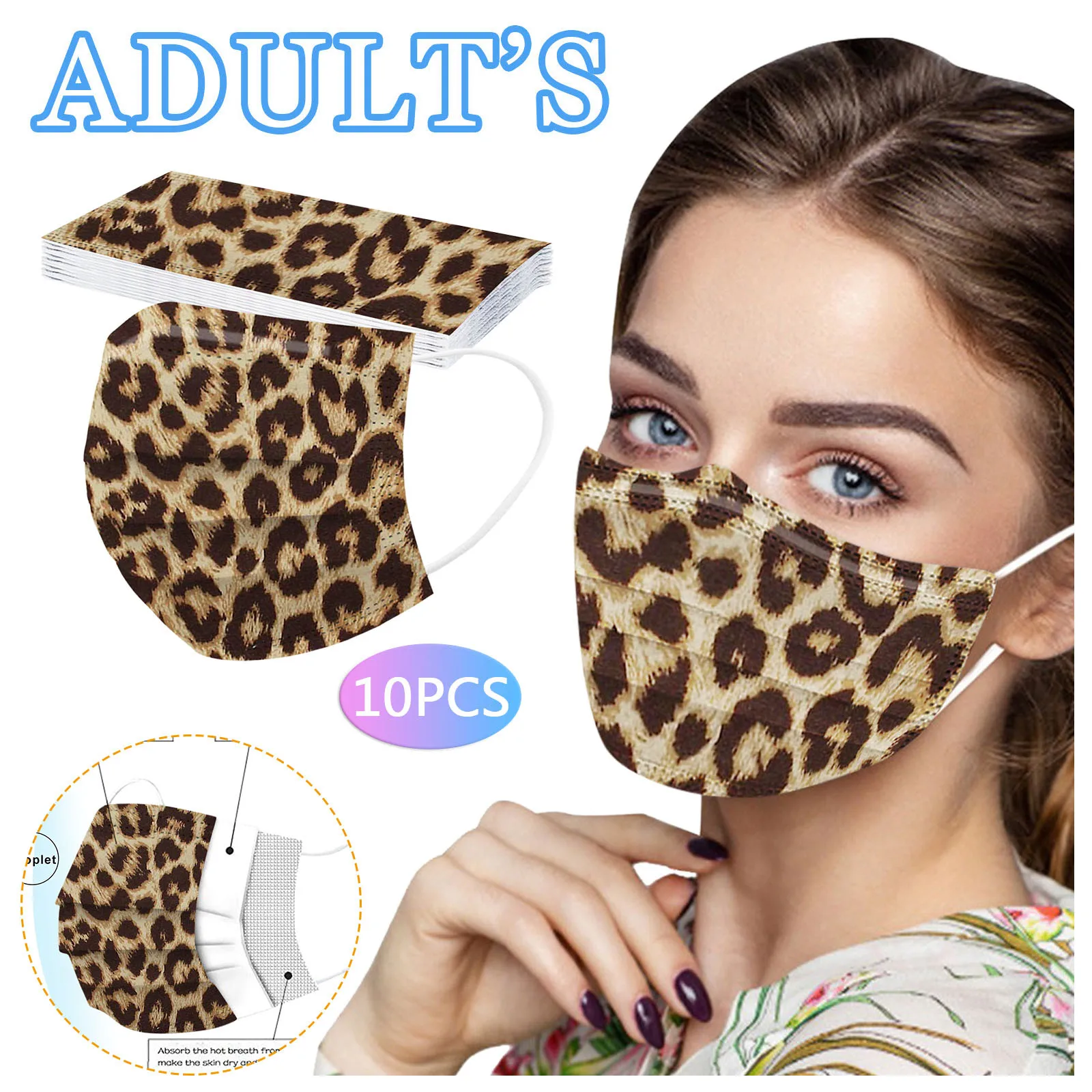 10-100 шт. леопардовая Косплей флаг одноразовая маска для взрослых с модным принтом