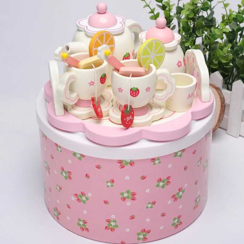Деревянная игрушечная чашка чайники поднос для детей детская кухня ролевая игра