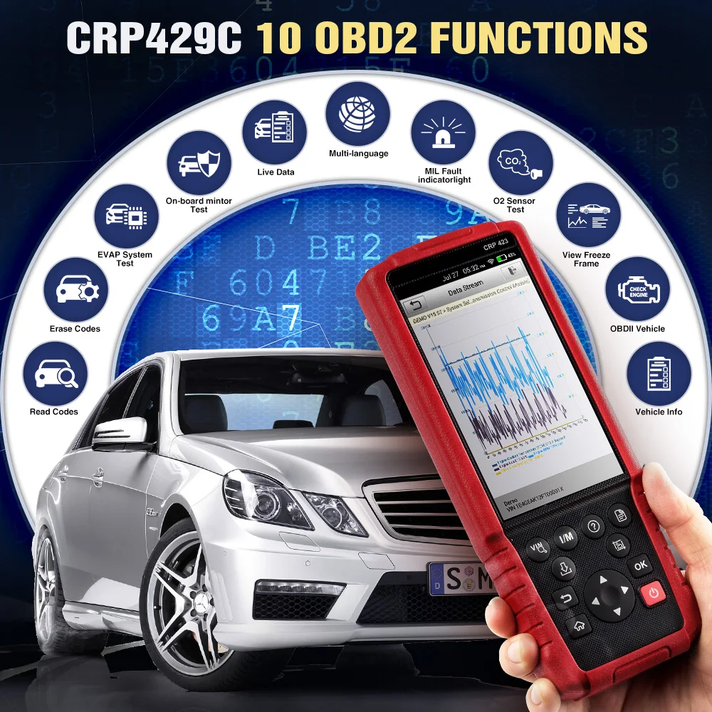 Сканер LAUNCH X431 CRP429C OBD2 4 системы диагностики с 11 услугами сброса для TPMS IMMO DPF SAS OIL BAT
