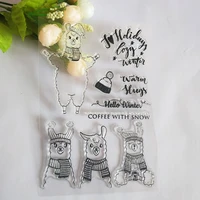 cute christmas alpaca transparent clear stampseal for diy scrapbooking photo album decorative silicone stamps sheets