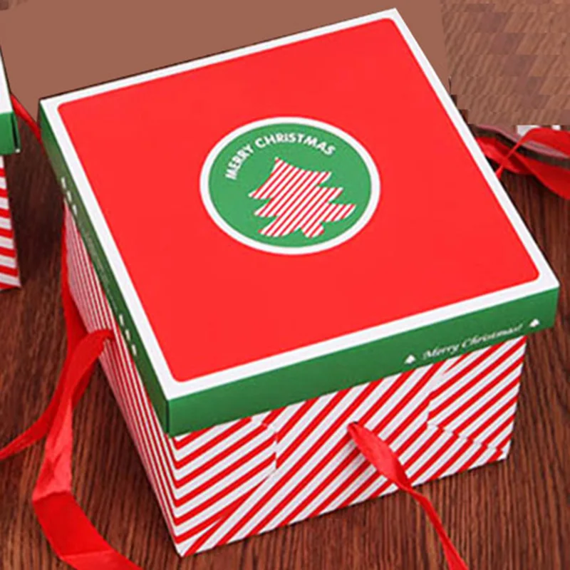 20pcs-Christmas Tree Красная белая полоса Подарочная коробка Merry Christmas портативная коробка для конфет крафт посылка Складная Крафт бумажная коробка для печенья Милая посылка вечерние Fa - Цвет: 20pcs-Christmas Tree