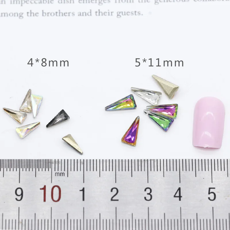 5 шт. 5*11 мм треугольная форма плоская задняя сторона кристаллы AB стразы для