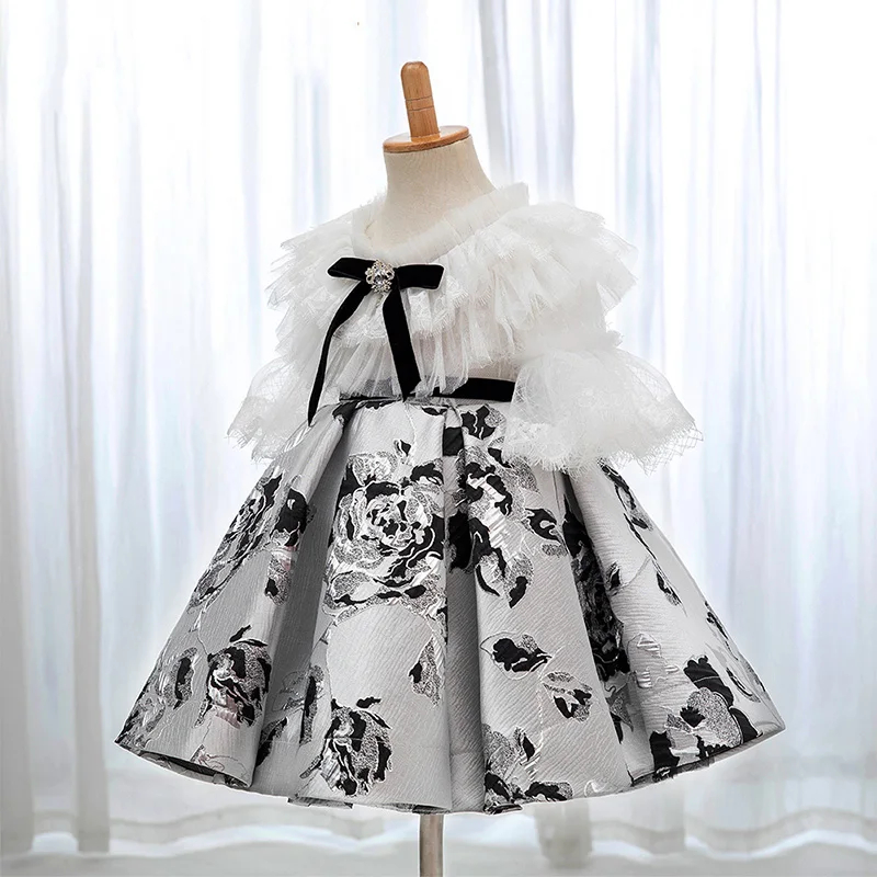 

Delicated Ruched Tiered Lace Flower Girl Dress For Wedding Toddler Pageant Gowns Children Party Dress For Dance Performance