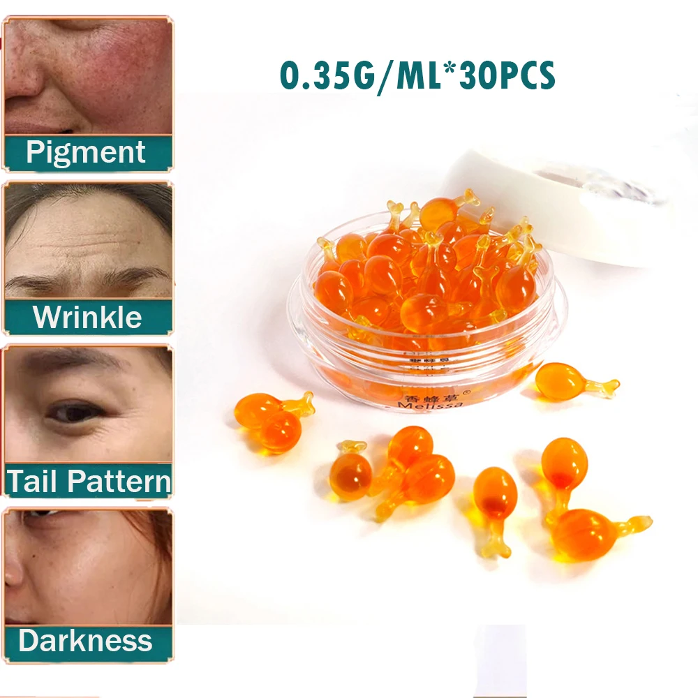 30Pcs/Bottle Retinol Anti-ageing Capsules Essence Dracaena Cinnabari Extract Moisturizing Freckle Serum Capsule Face Care