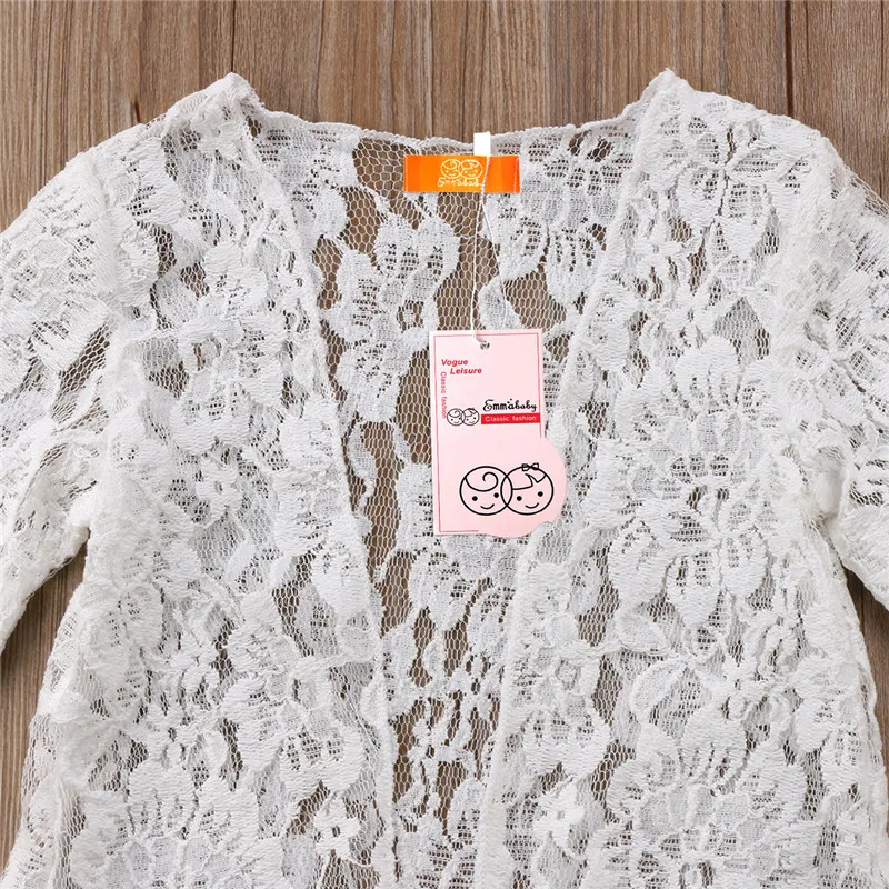 2020 летнее пляжное платье для девочек белое кружевное с цветами и оборками милая