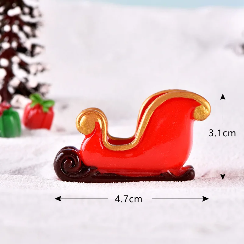 Sled Красный Рождественский олень сани Снеговик миниатюрная Статуэтка Модель Пейзаж кукольный домик дома Фея Украшения Сада аксессуары современные - Цвет: Sled