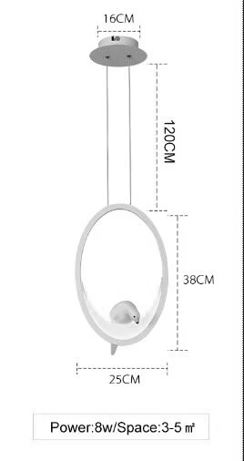 1 head Length 250mm Современные светодиодные подвесные люстры для столовой, кухни, бара, магазина белого/черного цвета, подвесные светильники принадлежности с птицей - Цвет корпуса: 1 head Length 250mm