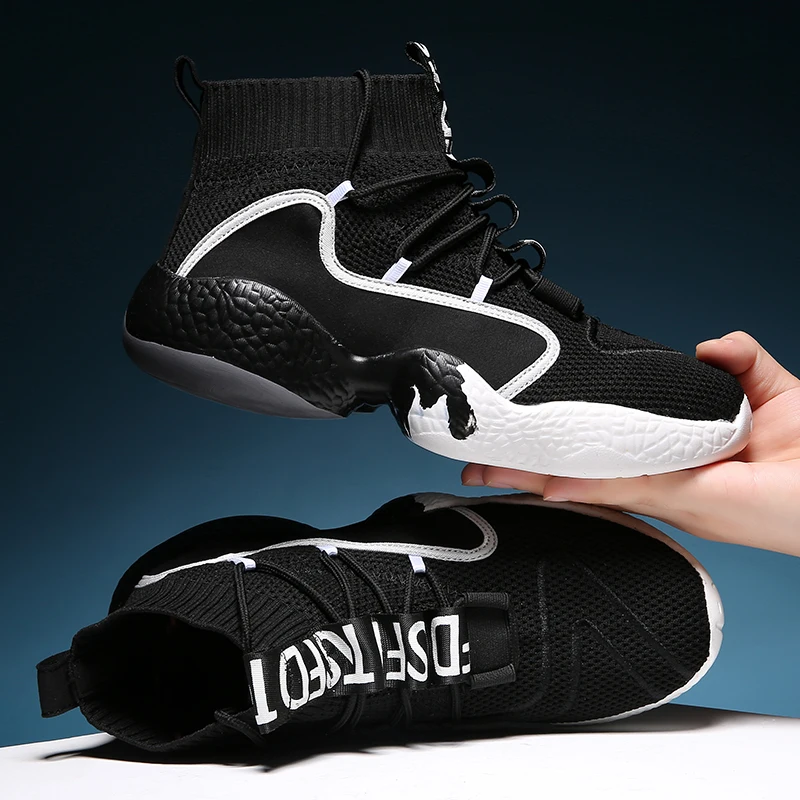 RUMDAX Outdoor High Top Shoes Men's Mesh Lace-Up Casual Sports Shoes Couple Running Shoes Breathable Basketball Sneakers