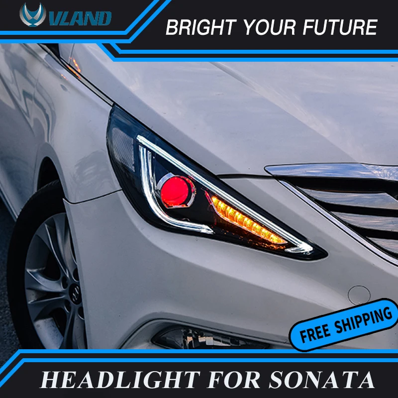 Авто фары для автомобиля в сборе Hyundai Sonata 2011 2015 светодиодный DRL Объектив ГЛАЗА