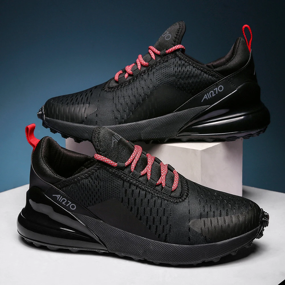 Мужские сетчатые туфли черные дышащие легкие повседневные на плоской подошве