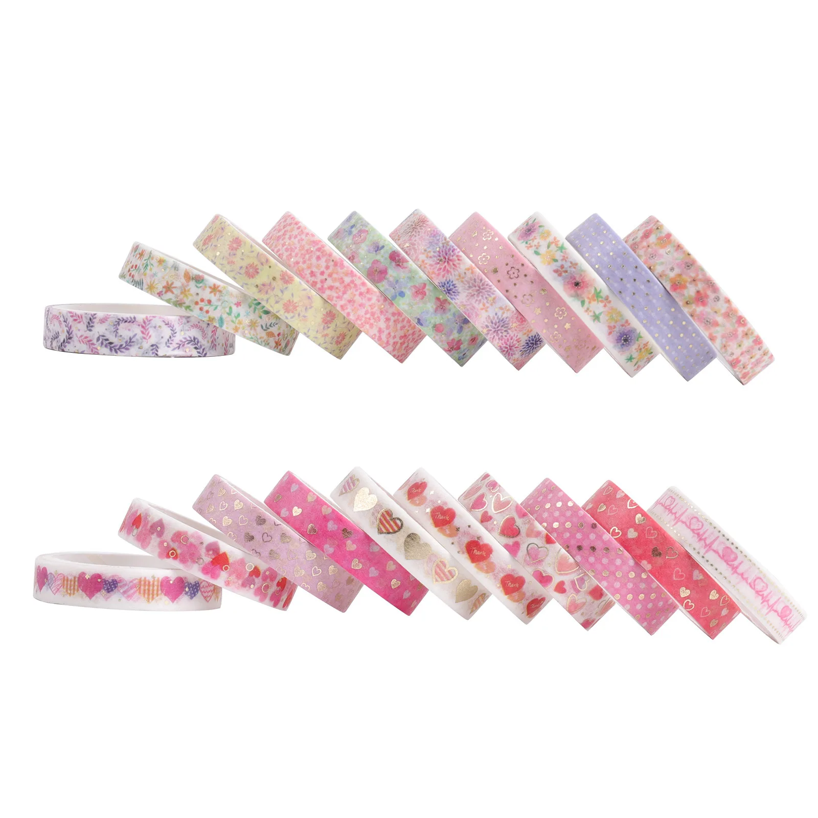 

20pcs Pink Combination Washi Tape Set with Heart&flower 8mm Lace Floral Adhesive Masking Tapes Gliter Sticker Decoration H6076