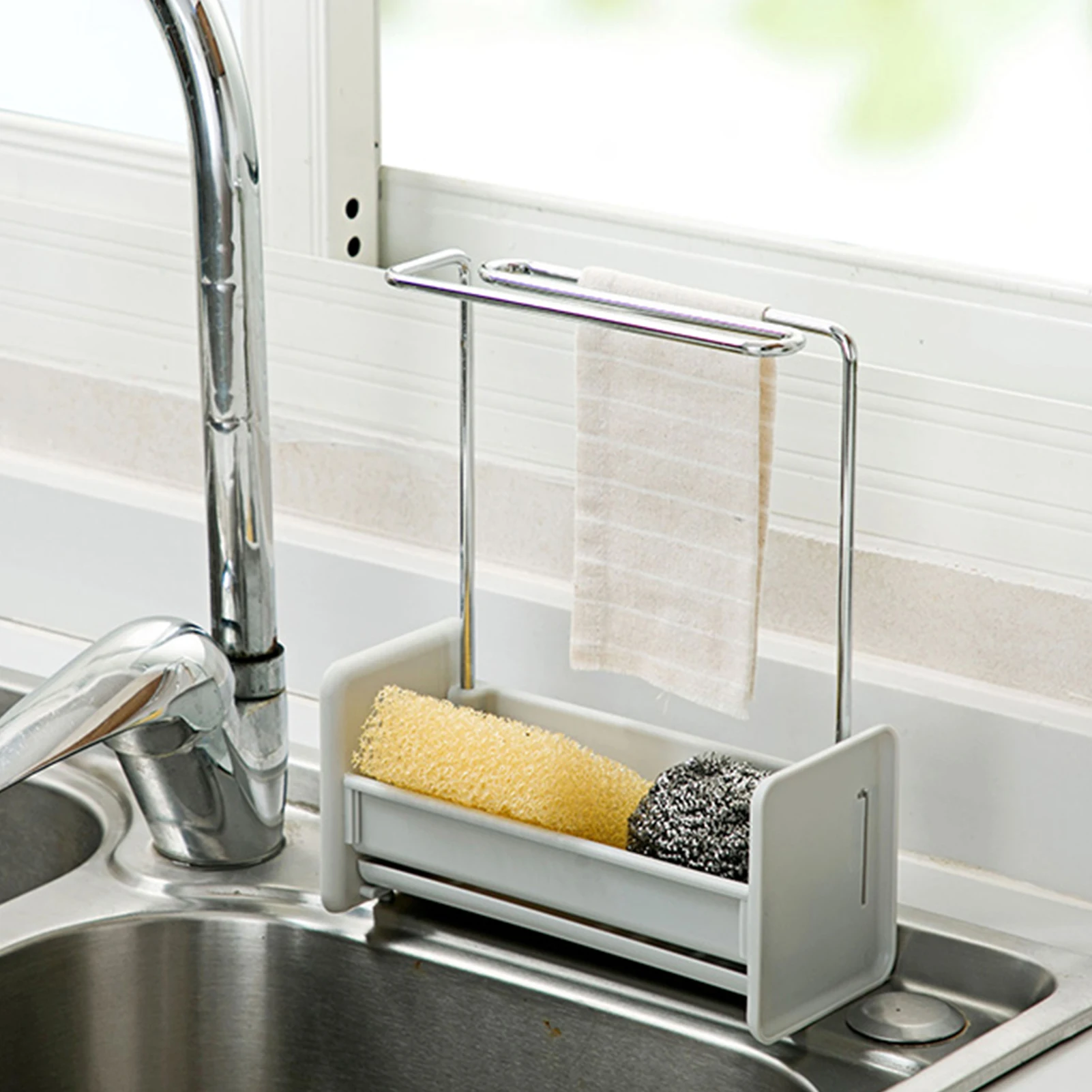 

Kitchen Plastic Drain Shelf Multifunctional Towel Sponge Kitchenware Sinks Draining Organizer Storage Rack