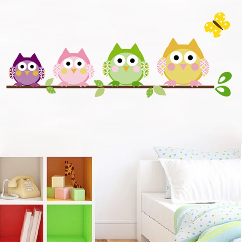 

Cute Owlets Wall Stickers For Girls Room Bedroom Home Decoration Diy Animal Bird Pvc Mural Art Kids Wall Decals Posters