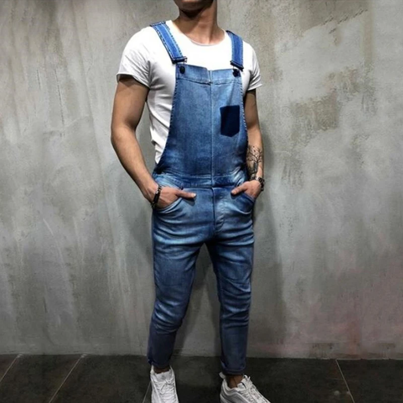 2019 новые модные брендовые мужские повседневные джинсовые брюки Комбинезоны для
