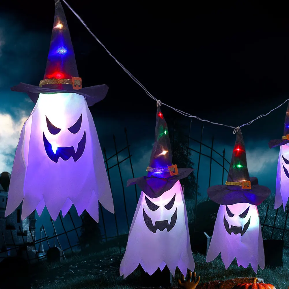 

Halloween Pumpkin Witch Hat String Lights Lamp DIY Hanging Horror Halloween Decoration For Home Party Supplies (No Battery)