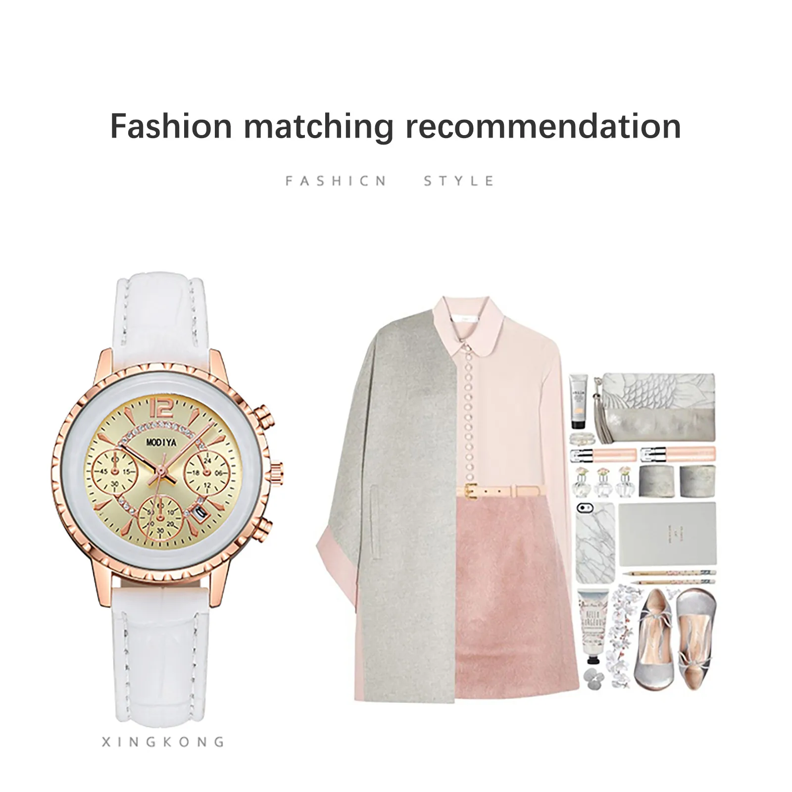 Женские часы с тремя отверстиями и шестью высококачественные женские кожаным