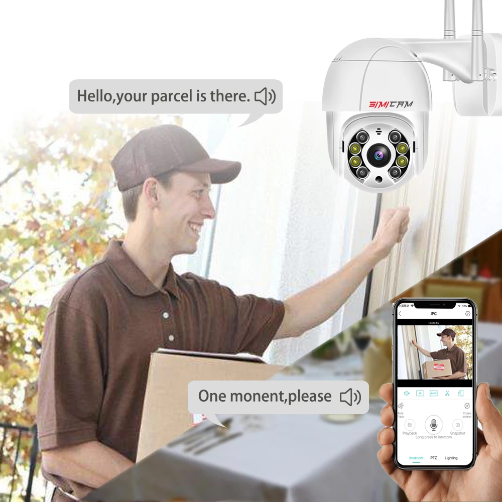 Simicam 4K PTZ IP WIFI безопасность камера цвет ночного видения с двусторонней аудио смарт 2МП 5МП 8МП беспроводная CCTV Pan Tilt 4XZoom на.