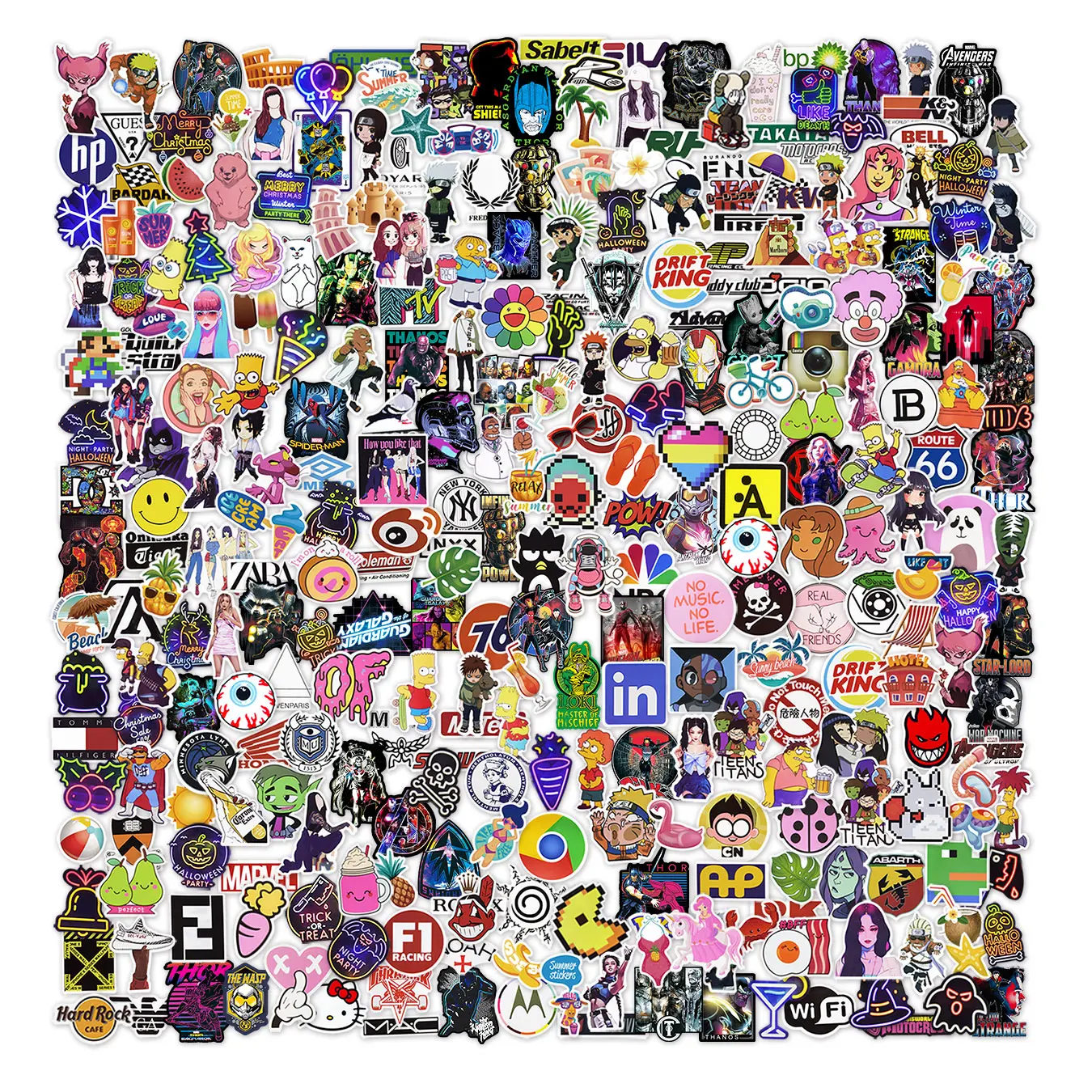 Pegatinas de dibujos animados variados para ordenador port&aacute;til, pegatinas para bicicleta, monopat&iacute;n, equipaje, casco, juguetes, Jdm, 1000 Uds.-1