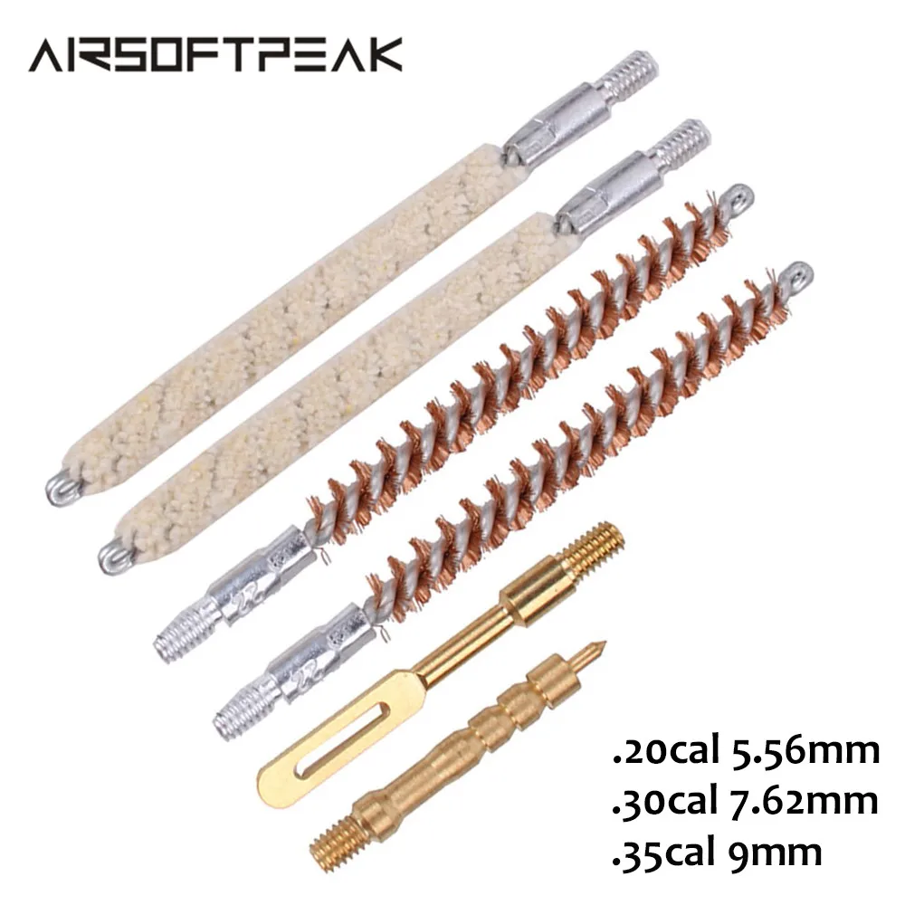 

6pcs/set Gun Barrel Cleaning Rod Brush Head Kit for .22cal/5.56mm .30cal/7.62mm .35cal/9mm Rifle Pistol Gun Cleaning Tool