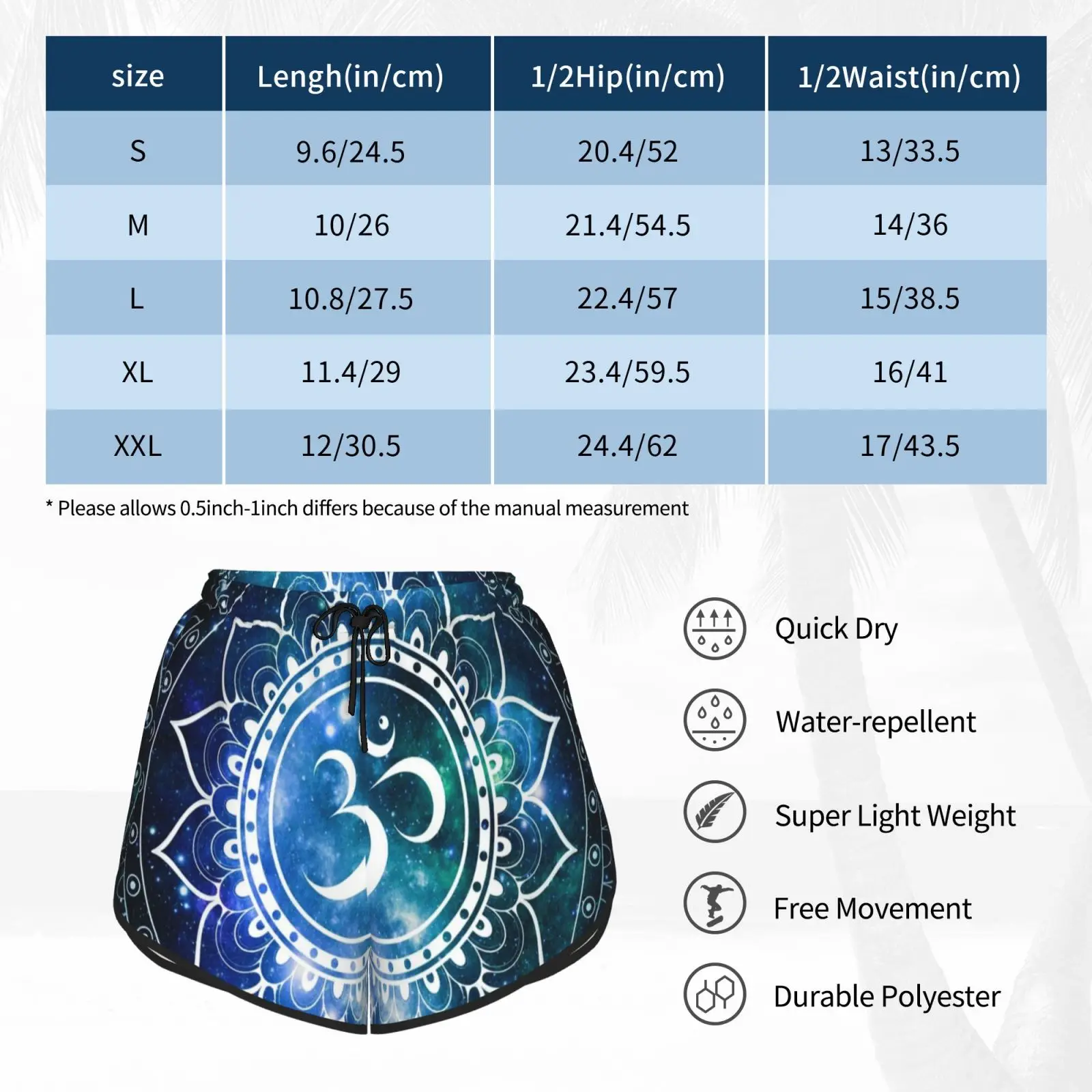 

Galaxy Om Mandala Green Blue Swim Shorts Women Beach Shorts Mandala Meditation Peaceful High Frequency High Frequency