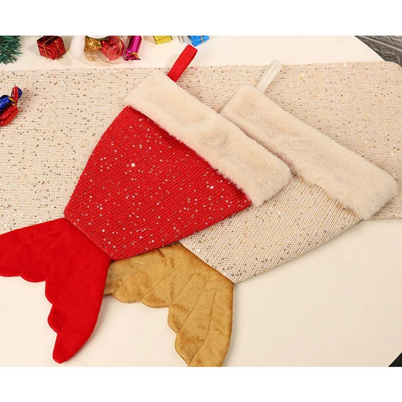 Рождественский чулок с подвесной веревкой в форме рыбьего хвоста уникальная