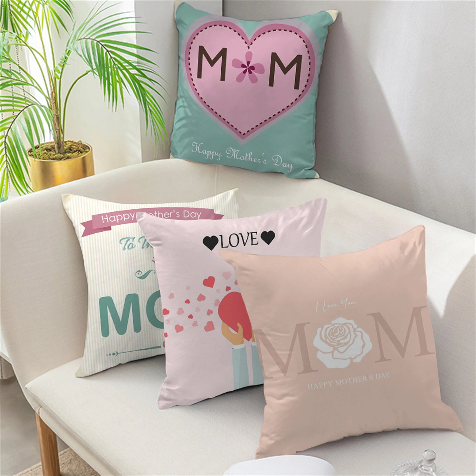 

Cartoon Flower Print Decorative Pillow Cases Square Floral Print Throw Pillows For Bed Sofa Chair Car Seat Cushion Cover 45x45