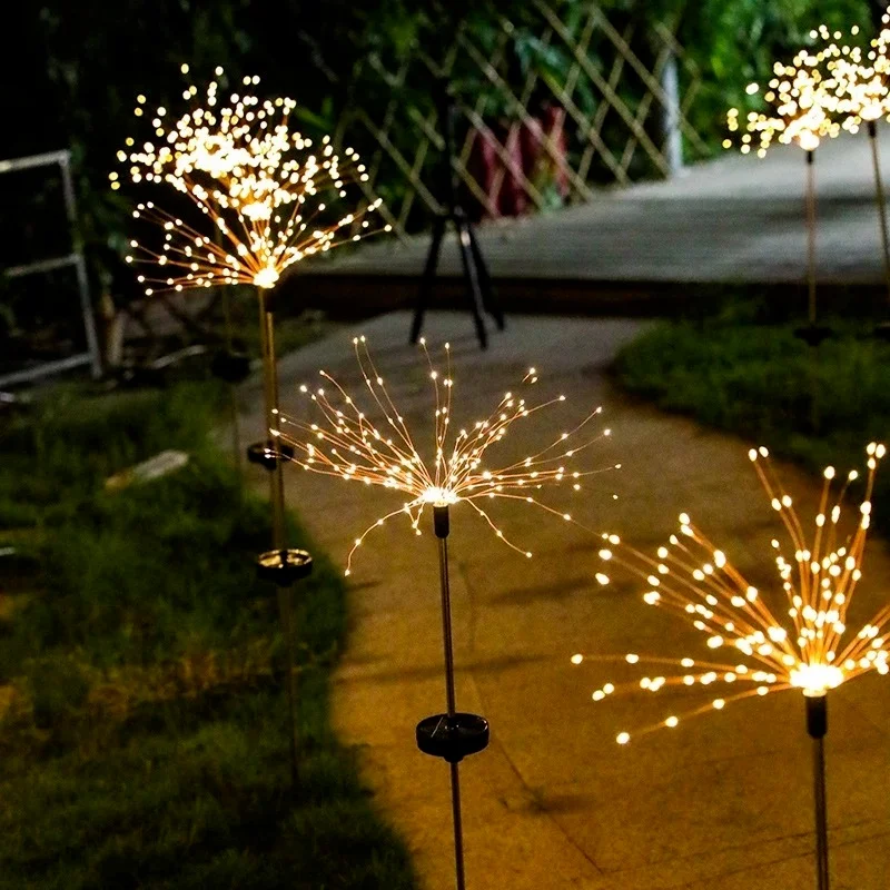

Led Solar Garden Firework Lights Outdoors Lawn Waterproof Flash String Fairy Light Home Garden Christmas Decor 90/120/150/200Led