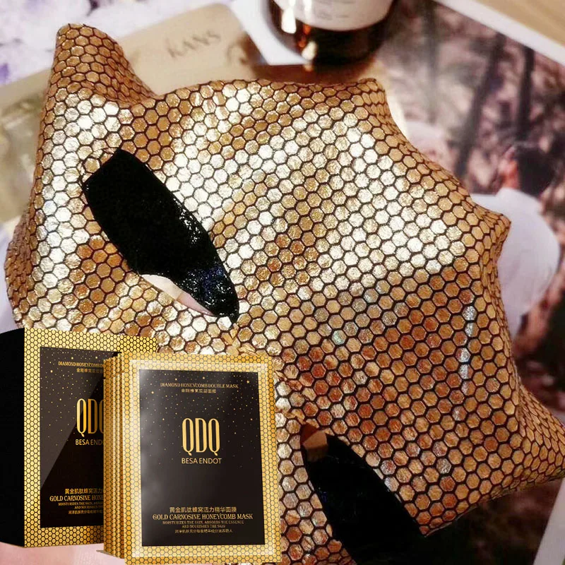 24k Золотая маска для лица Карнозин сотовая лист с эссенцией осветляет