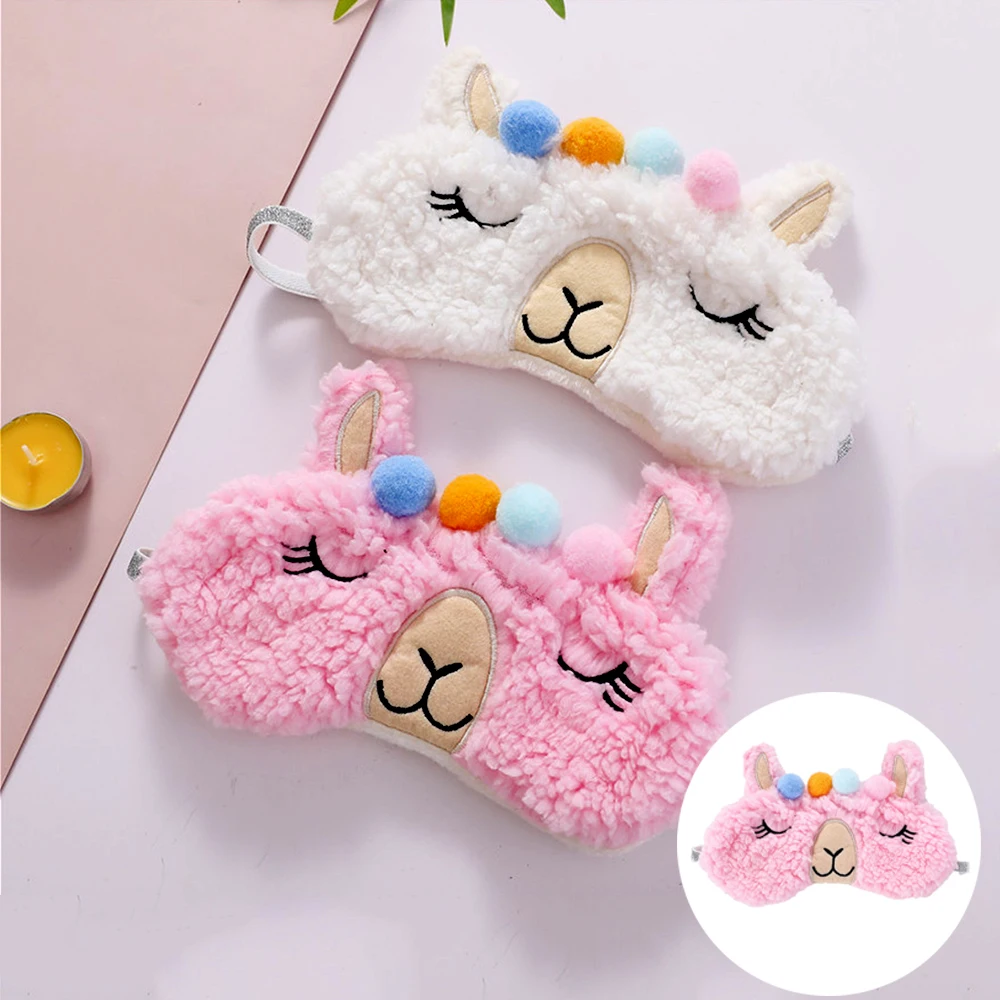 

Cute Alpaca Sleep Eye Mask Super-soft Plush Eyeshade Shading Sleep Cotton Goggles Sleep Mask Eye Cover Care Gift Accessories