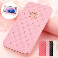 wallet flip diamond leather case for iphone 13 pro 12 pro max 11 11 pro max crown book phone cases phone cover with card slots
