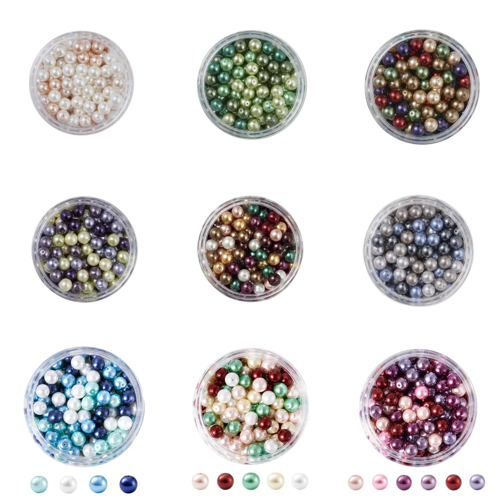 

pandahall 1Box 4 6 8mm Mixed Color Pearlized Round Glass Pearl Beads for Jewelry Making DIY Environmental Loose Beads Wholesale