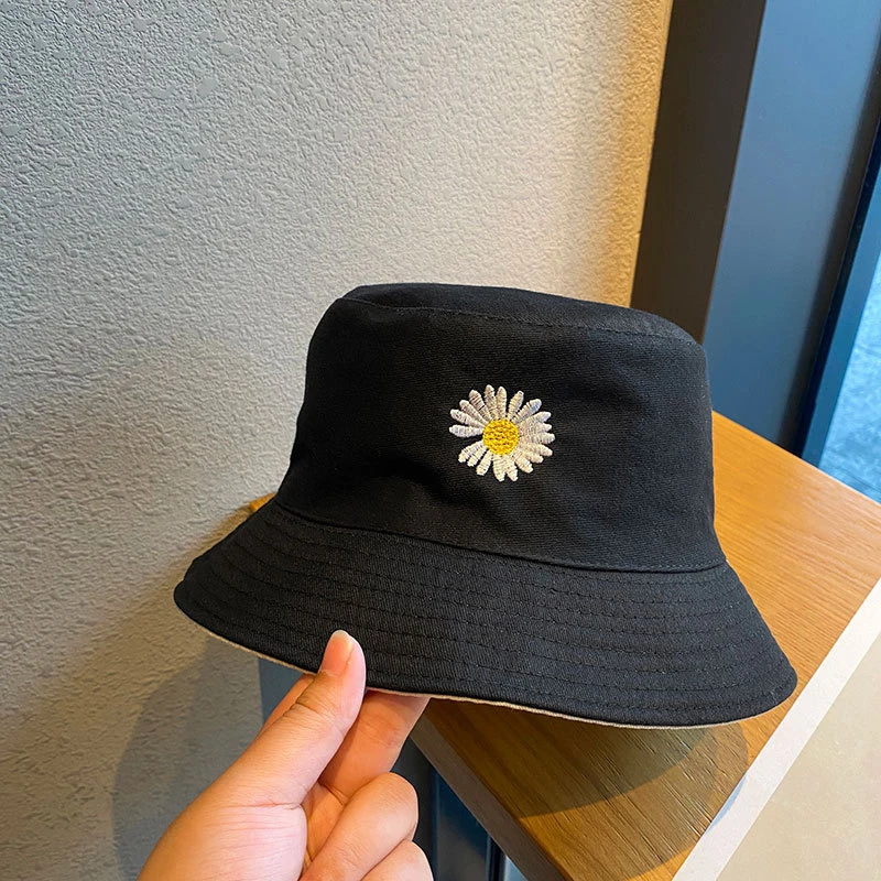 Spring women Bucket fishing Hats Sunscreen sun cap Little daisies Double-sided wear Spring lady fisherman hat
