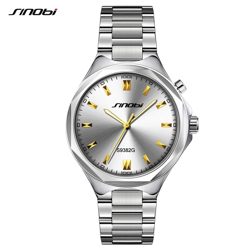 SINOBI Лидирующий бренд роскошные мужские наручные часы задний светильник стальной