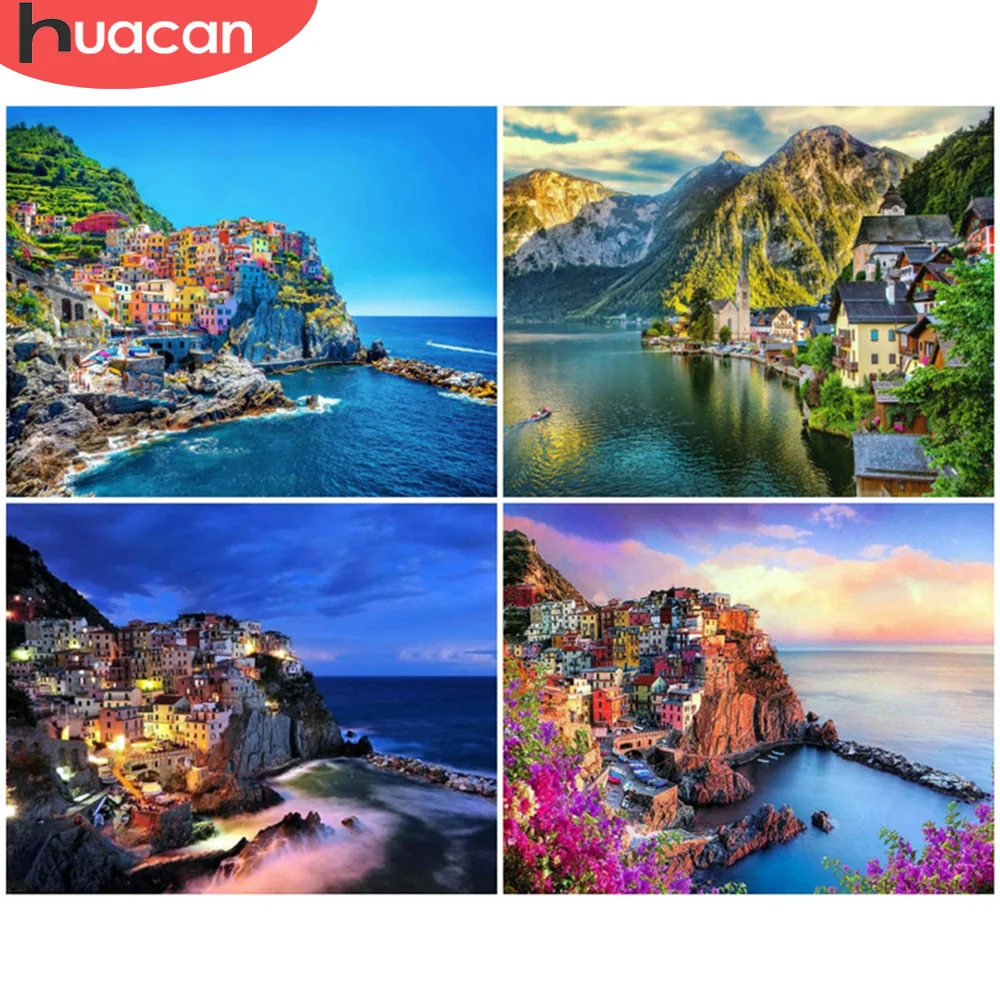 

HUACAN Paint By Number Seaside Landscape Handpainted Wall Art Gift Coloing By Numbers City Kits Acrylic Home Decoration