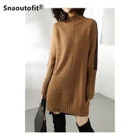 mid length womens sweaterlazy stylebase knitted pulloverwarmautumn winterloosehalf high collarlarge size xl xxl xxxl 50