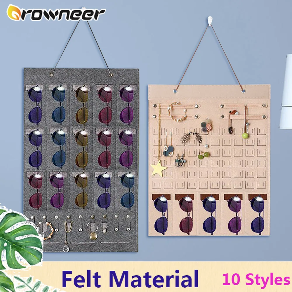 

10 Styles Felt Jewelry Hanging Storage Bag Multifunction Ornaments Glasses Display Pocket Holder Avoid Scratches Door Hanger