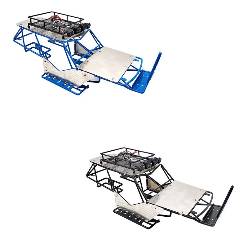 for 1/10 Scale RC Axial Wraith Metal Roll Cage Frame Body with Roof Rack and Metal Sheets Side Step