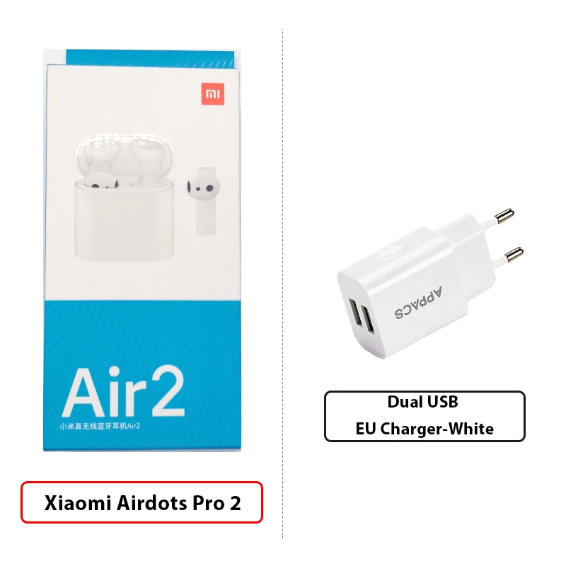 Add EU Charger Новые Xiao mi Airdots Pro 2 mi True беспроводные наушники 2 TWS наушники Air 2 LHDC управление двойным mi C ENC Airdots Pro 1 - Цвет: Add EU Charger