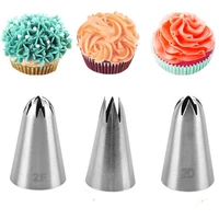 3 pcset stainless steel 6 tooth different style piping nozzles pastry tips fondant cake nozzles cake baking decorating tool