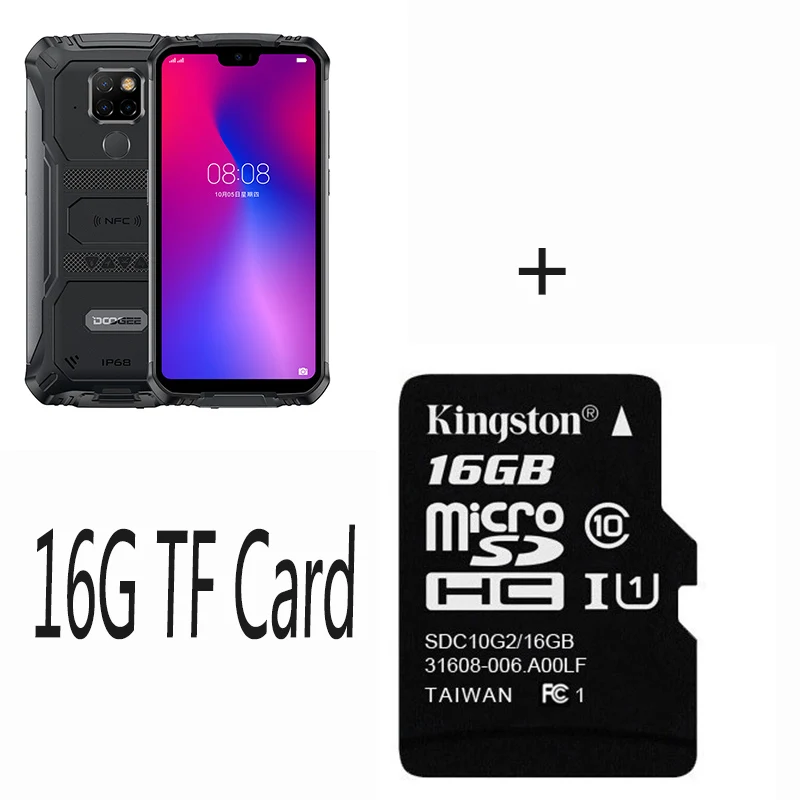 DOOGEE S68 Pro, прочный телефон, IP68, водонепроницаемый, Helio P70, четыре ядра, 6 ГБ, 128 ГБ, Беспроводная зарядка, NFC, 6300 мА/ч, 12V2A, зарядка, 5,84 дюймов, FHD - Цвет: Black n16GB SD Card