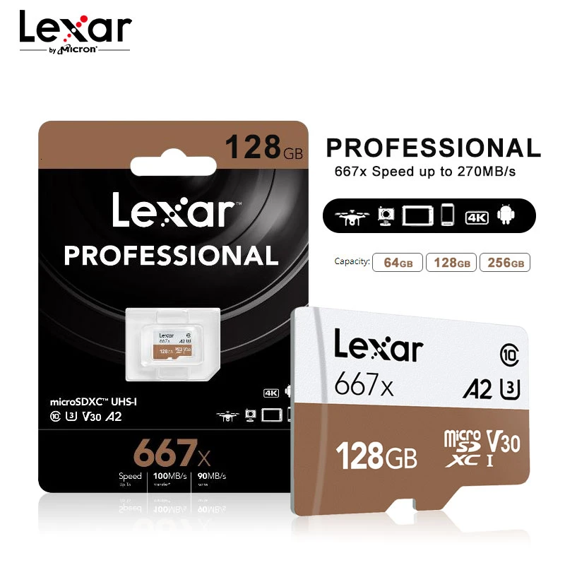 Lexar профессиональная карта памяти до 100 Мб Micro SD 667x C10 256 ГБ TF 128 бесплатный адаптер