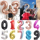 163240 дюймов цифровой Фольга на день рождения воздушные шары воздушные гелиевые шара с цифрой цифры Happy День рождения украшения Детские игрушкивоздушные шары
