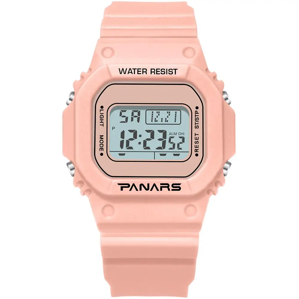 Pink SYNOKE мужские цифровые часы спортивные светящиеся водонепроницаемые наручные часы многофункциональные модные повседневные часы для бега женские часы - Цвет: Pink