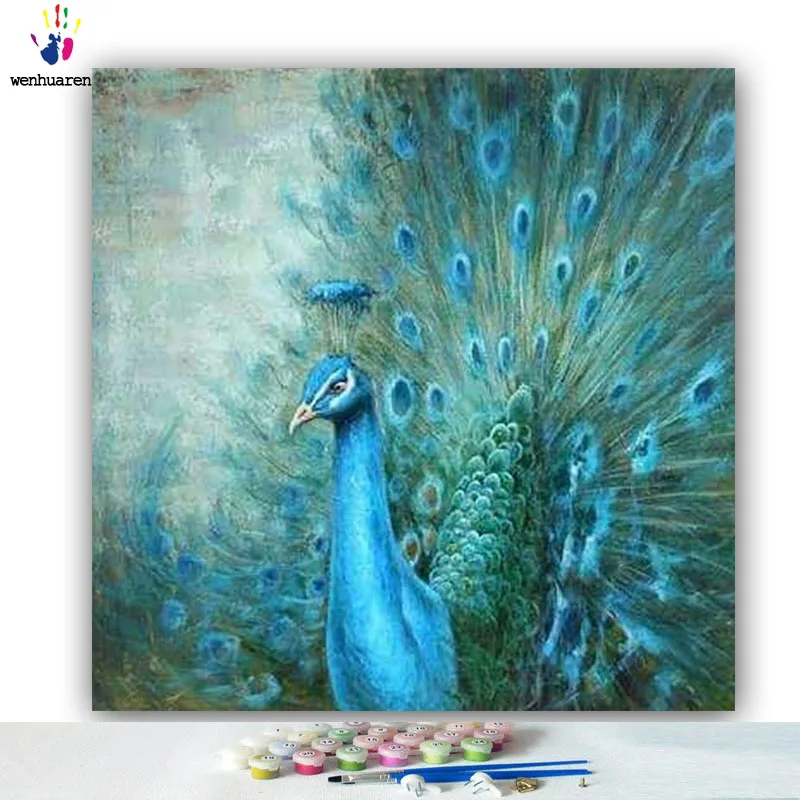 DIY Colorings Pictures By Numbers With Colors The Peacock Picture Drawing Painting Framed Home | Дом и сад