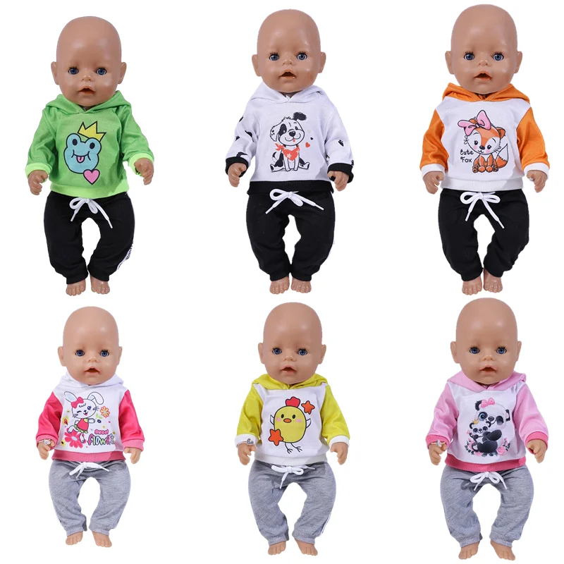 

2021 Baby New Born Fit 18 inch Doll Clothes Accessories Two Piece Suit With Rabbit Pattern For Baby Birthday Gift