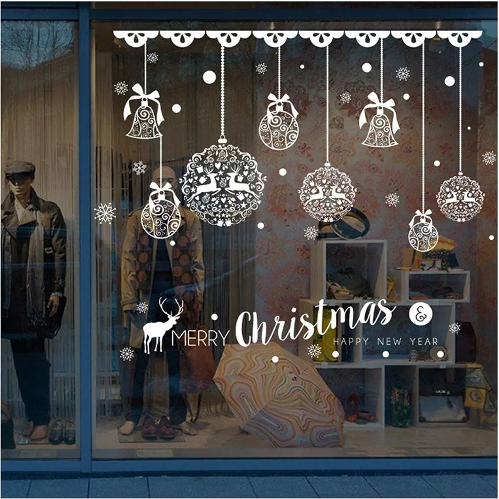 

Shop Cupboard Window Christmas Decorations Holiday Christmas Door Decal Removable Waterproof Glass Pvc Sticker