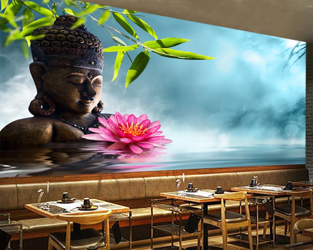 Papel de parede Buddha in медитация бамбук Йога спа фон 3d обои роспись гостиная спальня