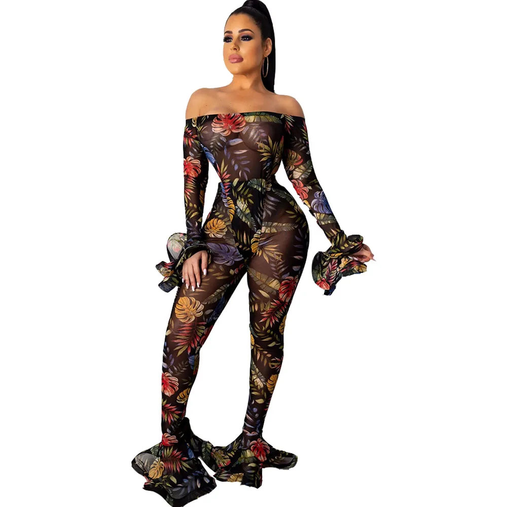 Комплект из двух предметов Женский прозрачный сетчатый боди с открытыми плечами