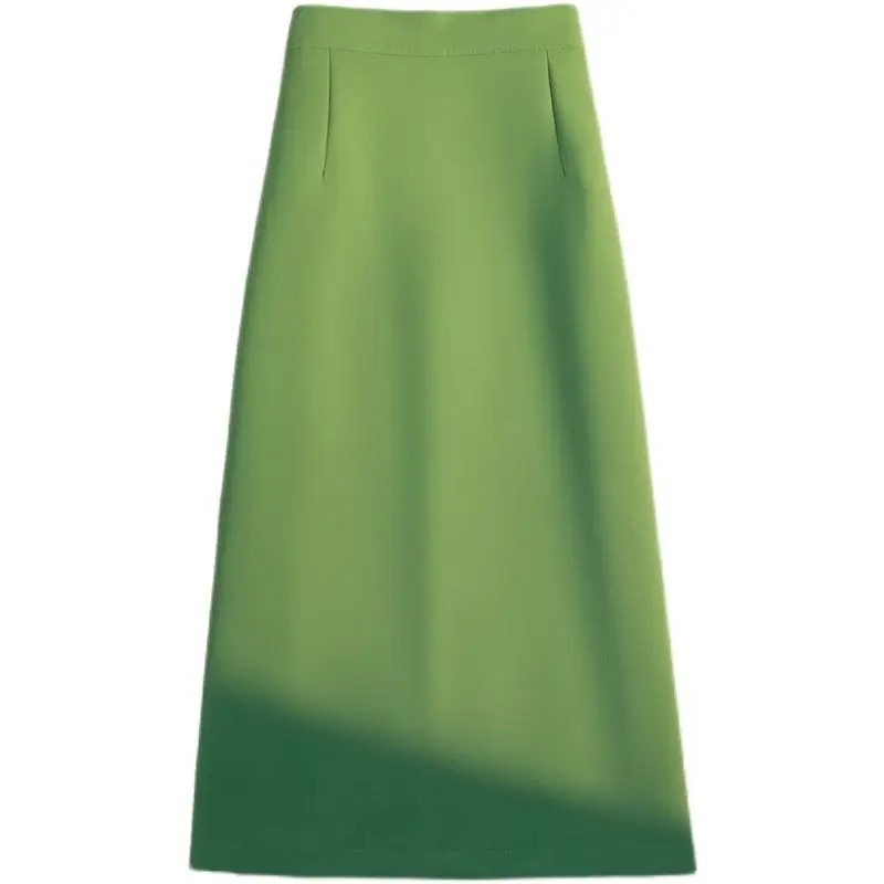 

2021 New Spring Summer Womens Korean Candy Color Over-the-knee Split Midi Skirt Women High Waist A-line Skirts Jupe Femme Y370